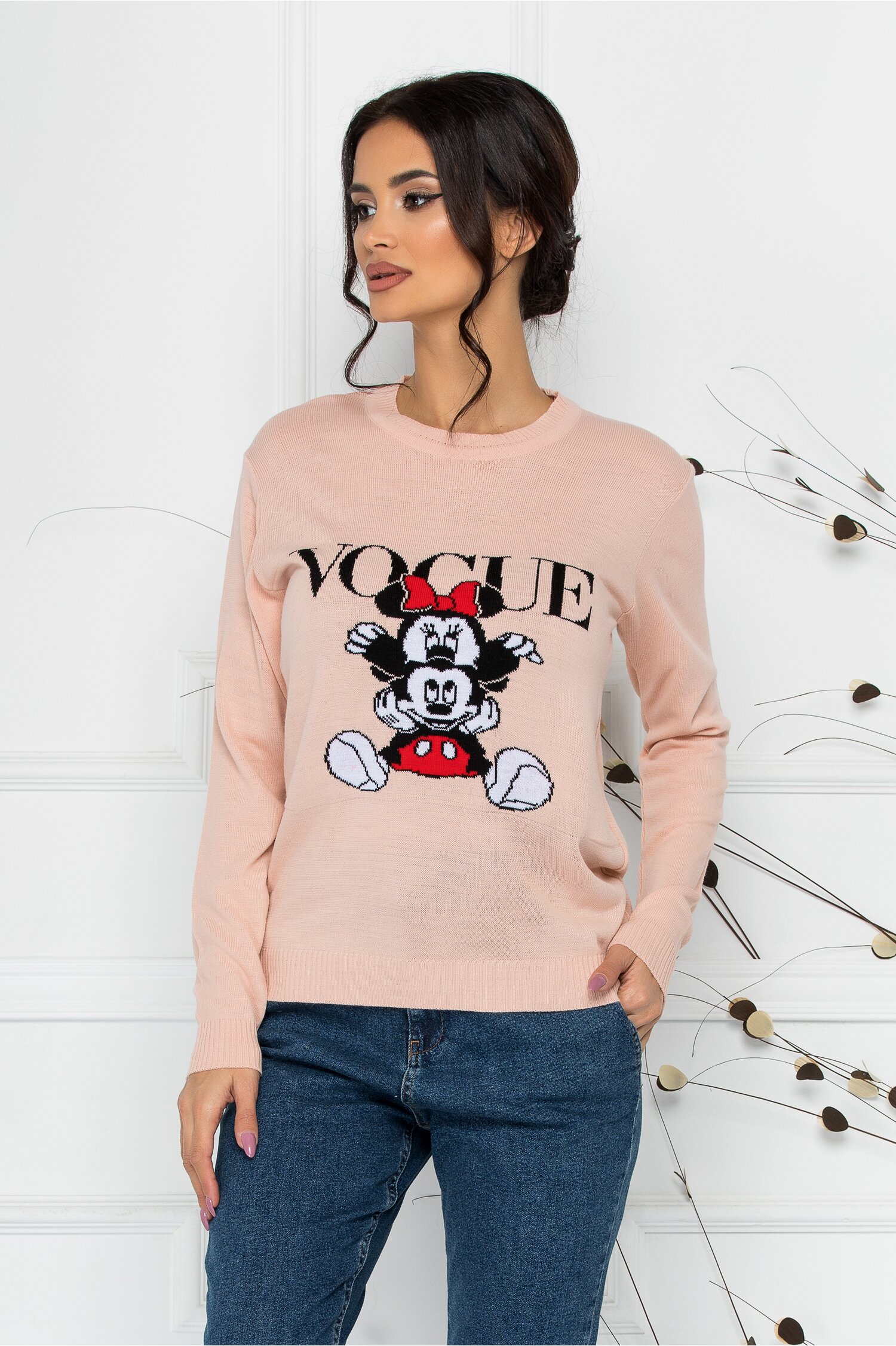 Bluza Vogue roz cu imprimeu Disney pret ieftin