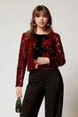 Bolero DY Fashion bordo din catifea cu paiete, 1, dyfashion.ro