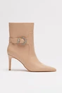Botine beige din piele ecologica cu toc subtire si accesoriu, 2, dyfashion.ro