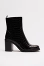 Botine negre din piele ecologica cu textura tip croco, 2, dyfashion.ro