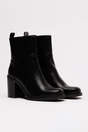 Botine negre din piele ecologica de dama cu toc patrat, 1, dyfashion.ro
