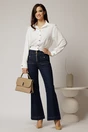 Camasa alba casual scurta in talie cu epoleti pe umeri, 3, dyfashion.ro