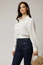 Camasa alba casual scurta in talie cu epoleti pe umeri, 1, dyfashion.ro