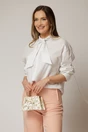 Camasa alba din bumbac cu dungi si guler tip esarfa, 1, dyfashion.ro