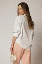 Camasa alba din bumbac cu dungi si guler tip esarfa, 2, dyfashion.ro
