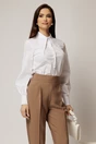 Camasa alba din poplin cu croi cambrat si guler ascutit, 1, dyfashion.ro