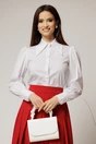 Camasa alba din poplin cu guler ascutit si mansete cu dantela, 1, dyfashion.ro