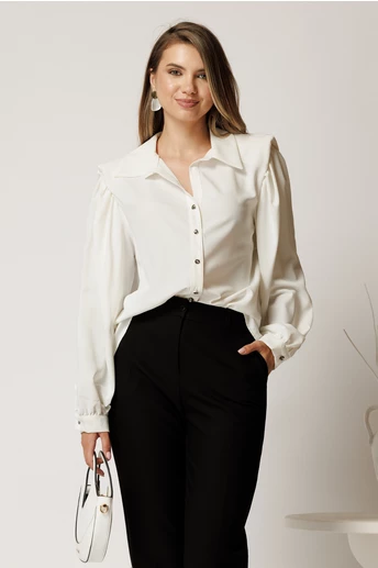 Camasa alba din voal lejera cu maneci bufante