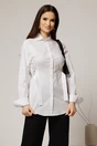 Camasa alba lunga din poplin cu croiul larg si catarame, 1, dyfashion.ro