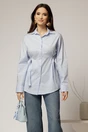 Camasa bleu lunga din poplin cu croiul larg si catarame, 1, dyfashion.ro