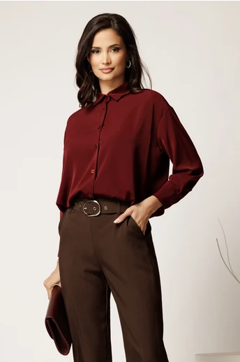 Camasa bordo din voal satinat