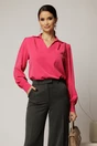 Camasa dama fucsia cu decolteu adanc si maneca lunga, 1, dyfashion.ro