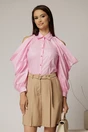 Camasa dama roz cu maneci lungi decupate, 1, dyfashion.ro