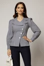 Camasa DY Fashion din poplin cu dungi bleumarin si nasturi asimetrici, 1, dyfashion.ro