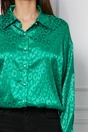 Camasa Dorina verde cu animal print satinat