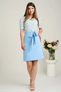 Camasa DY Fashion alba cu flori bleu din voal si maneci scurte, 4, dyfashion.ro