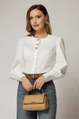 Camasa DY Fashion alba din poplin cu croi cambrat si nasturi decorativi, 1, dyfashion.ro