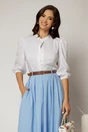 Camasa DY Fashion alba din poplin cu maneci bufante si inchidere cu nasturi, 1, dyfashion.ro