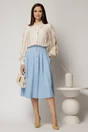 Camasa DY Fashion bej cu funde pe maneci cu adaos de rayon, 3, dyfashion.ro