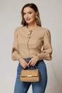 Camasa DY Fashion bej din poplin cu croi cambrat si nasturi decorativi, 1, dyfashion.ro