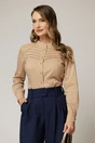 Camasa DY Fashion bej din poplin cu croi cambrat si nervuri pe bust, 1, dyfashion.ro