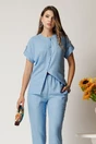 Camasa DY Fashion bleu din material vaporos cu croi drept si nasturi, 1, dyfashion.ro