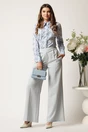 Camasa DY Fashion cu dungi si flori albastre din bumbac cu guler supradimensionat, 2, dyfashion.ro
