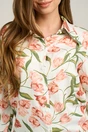 Camasa DY Fashion din viscoza alba cu imprimeu floral roz
