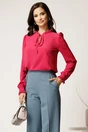 Camasa DY Fashion fucsia din voal cu guler incretit, 1, dyfashion.ro