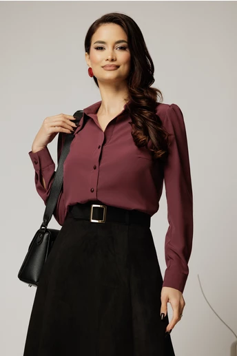 Camasa DY Fashion magenta cu guler si inchidere cu nasturi