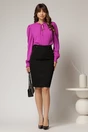 Camasa DY Fashion magenta din voal cu guler incretit, 3, dyfashion.ro