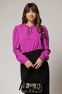 Camasa DY Fashion magenta din voal cu guler incretit, 1, dyfashion.ro