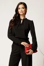 Camasa DY Fashion neagra din voal cu guler incretit, 1, dyfashion.ro
