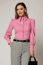 Camasa DY Fashion roz cambrata din poplin cu insertie la guler, 1, dyfashion.ro