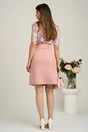 Camasa DY Fashion roz cu flori albe din voal si maneci scurte, 2, dyfashion.ro