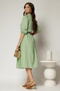 Camasa DY Fashion verde fistic din poplin cu maneci bufante si inchidere cu nasturi, 2, dyfashion.ro