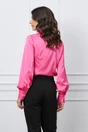 Camasa eleganta fucsia din satin cu broderie si nasture perlat