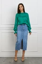 Camasa eleganta verde cu pliuri pe bust