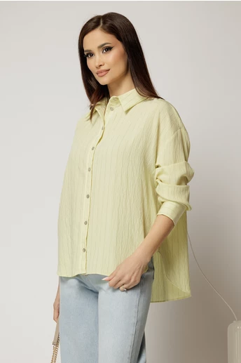 Camasa galbena cu dungi cu maneci lungi si croi oversize