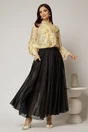Camasa galbena cu imprimeuri florale si volanase la maneci si bust, 3, dyfashion.ro