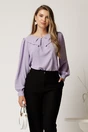 Camasa lila din voal cu guler tip funda si perla, 1, dyfashion.ro
