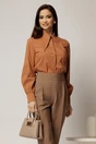 Camasa maro din poplin cu croi cambrat si guler ascutit, 1, dyfashion.ro