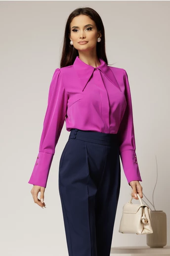 Camasa mov eleganta cu guler ascutit si mansete late