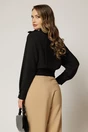 Camasa neagra casual scurta in talie cu epoleti pe umeri, 2, dyfashion.ro