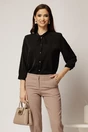 Camasa neagra cu funda la guler si inchidere cu nasturi, 1, dyfashion.ro