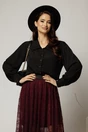 Camasa office din viscoza neagra cu nasturi perlati, 1, dyfashion.ro