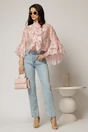 Camasa roz cu imprimeuri florale si volanase la maneci si bust, 3, dyfashion.ro