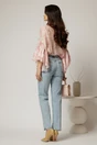 Camasa roz cu imprimeuri florale si volanase la maneci si bust, 2, dyfashion.ro
