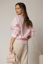 Camasa roz din bumbac cu dungi si guler tip esarfa, 2, dyfashion.ro