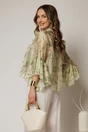 Camasa verde cu imprimeuri florale si volanase la maneci si bust, 2, dyfashion.ro